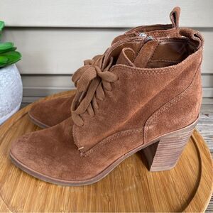 Dolce Vita Stanli Chestnut Booties Suede‎ Lace Up Ankle Boots Size 9.5